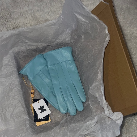 Accessories - NEW - Genuine Leather Light Blue Gloves